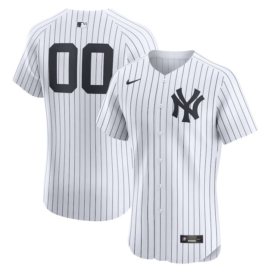 Men New York Yankees Nike White Home Elite Custom Number MLB Jersey-0